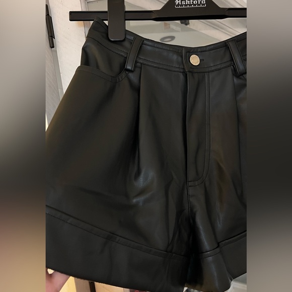 WeWoreWhat Black Faux Leather Skorts/Shorts w/ cuff - Picture 4 of 13